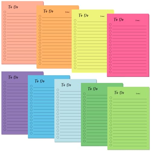 9 Blöcken To Do Liste Linierte, 450 Blätter Haftnotizen Sticky Notes Klebende Notizzettel Karteikarten für Notizen Erinnerungen Markierung (10x15cm) von XREE