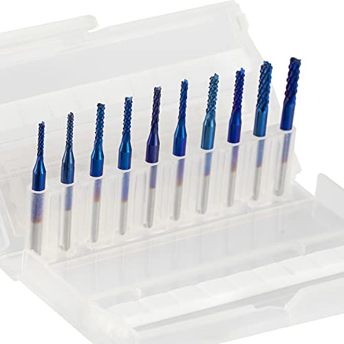 XRMXF 10 Stücke Nano Blue Coat Schaftfräser Set Fräserset Hartmetall CNC Fräser für Holzbearbeitung, Schnitzen, Gravieren Drill Werkzeuge1.5-3.175mm, 1/8"Schaft XRMXF 10 Stücke Nano Blue Coat Schaftfräser Set Fräserset Hartmetall CNC Fräser für Holzbearbeitung, Schnitzen, Gravieren Drill Werkzeuge1.5-3.175mm, 1/8"Schaft von XRMXF