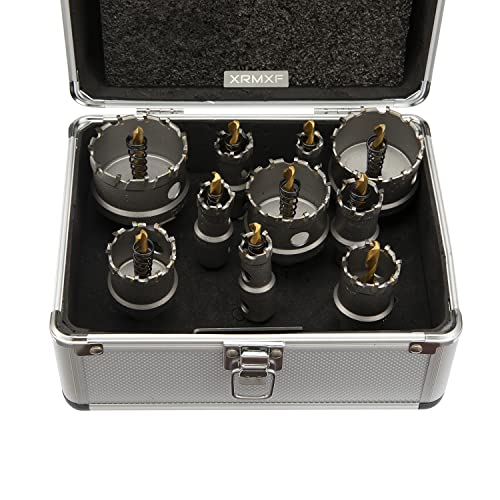 XRMXF 10tlg Lochsäge Hartmetall-Bohrer, 16–53 mm Metall Lochsäge Bohrer Set, TCT titanbeschichteter Zentrierbohrer aus Hartmetall, hartmetallbohrer zum Metall, Edelstahl, Kunststoff und Holz XRMXF 10tlg Lochsäge Hartmetall-Bohrer, 16–53 mm Metall Lochsäge Bohrer Set, TCT titanbeschichteter Zentrierbohrer aus Hartmetall, hartmetallbohrer zum Metall, Edelstahl, Kunststoff und Holz von XRMXF