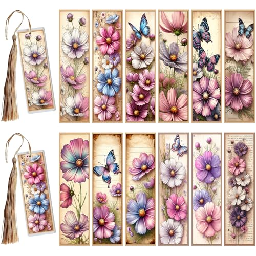 Elewins UV DTF Wraps - 24 Blatt Blumen UV DTF Abziehbilder für Acryl Lesezeichen Rohlinge, DIY Wasserdichte Reiben auf Transfers zum Basteln (Blumen malen) von XRTHGS