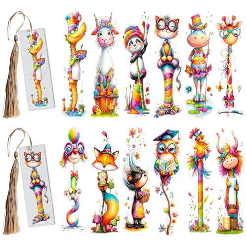 XRTHGS 24pcs UV DTF Lesezeichen Transferpapier Geeignet für Lesezeichen Dekoration DIY Handwerk (Weird Animals) von XRTHGS