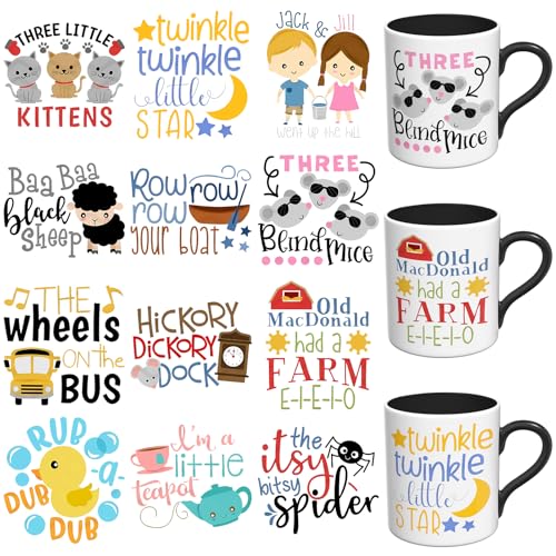 XRTHGS UV-DTF-Aufkleber – 12 Blatt Promi-Zitate, UV-DTF-Becherfolie für Tassen, Glas, Kaffee, DIY-Aufkleber für Trinkgläser, wasserfest, zum Aufreiben von Transfers zum Basteln (Kinderreim) von XRTHGS