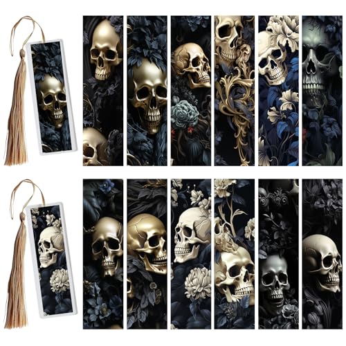 XRTHGS UV-DTF-Becherfolie für Acryl-Lesezeichen, einfache Anwendung, UV-DTF-Transferpapier zum Personalisieren von Büchern, Tagebüchern und mehr, Lesezeichen zum Lesen (Gothic-Totenkopf), 24 Stück von XRTHGS