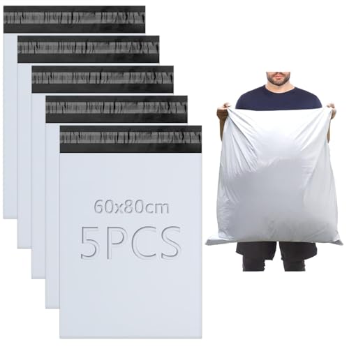 XRXYMQ 5 Stück Versandtüten Groß Versandtaschen Groß 60x80 cm Versandbeutel Groß Selbstklebend Blickdicht Shipping Bags Groß Kleidung Versandtasche Groß für Kleidung Versand Textilien Warensendung von XRXYMQ