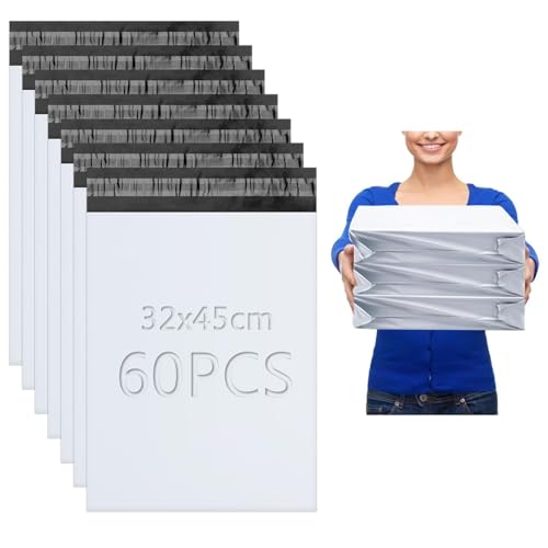 XRXYMQ Versandtaschen 60 stück Versandtüten 32x45 cm Versandbeutel Opake Versandtasche Selbstklebend Und Blickdicht verpackungstüten Shipping Bags für Versand Porto Versand Lieferung Die Verpackung von XRXYMQ