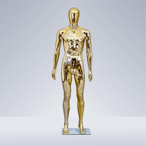 XSDAJSD Männliche Schaufensterpuppe, Ganzkörper, Verstellbarer Puppenkörper, Modellständer, galvanisiert, realistisch, Abnehmbarer Torso für Kleidung (Gold 1) von XSDAJSD