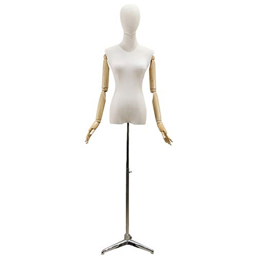 XSDAJSD Puppen, Schaufensterpuppen-Schneiderpuppe, Torsokörper mit Kopf, Holzarm – Verstellbarer Stativständer, Kleiderständer – weiblicher Puppenhut, 3 Farben von XSDAJSD