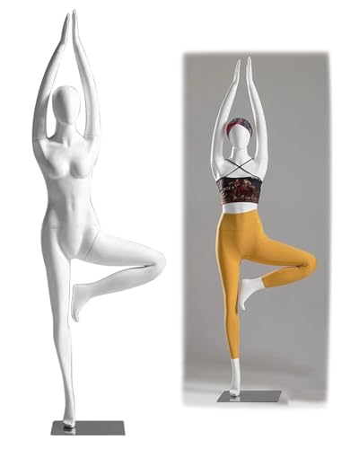 XSDAJSD Schaufensterpuppen-Torso für Frauen-Yoga, weißer Puppenkörper, robuster Modellständer, lebendige Schneiderpuppe für Kleiderregal (stehend 1) von XSDAJSD