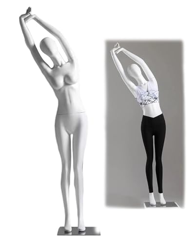 XSDAJSD Schaufensterpuppen-Torso für Frauen-Yoga, weißer Puppenkörper, robuster Modellständer, lebendige Schneiderpuppe für Kleiderregal (stehend 2) von XSDAJSD