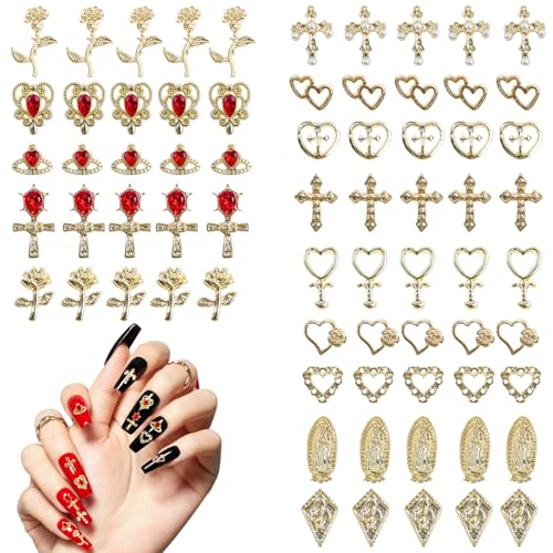 XSDSLS 70 Stück Gold Nail Charms,3D-Gold-Nagel-Charms,Kreuz, Rose, Herzen, Jungfrau Maria Charms Nägel,Nail-Art-Verzierungen,DIY Nail Art Zubehör Frauen nägel Deko XSDSLS 70 Stück Gold Nail Charms,3D-Gold-Nagel-Charms,Kreuz, Rose, Herzen, Jungfrau Maria Charms Nägel,Nail-Art-Verzierungen,DIY Nail Art Zubehör Frauen nägel Deko von XSDSLS