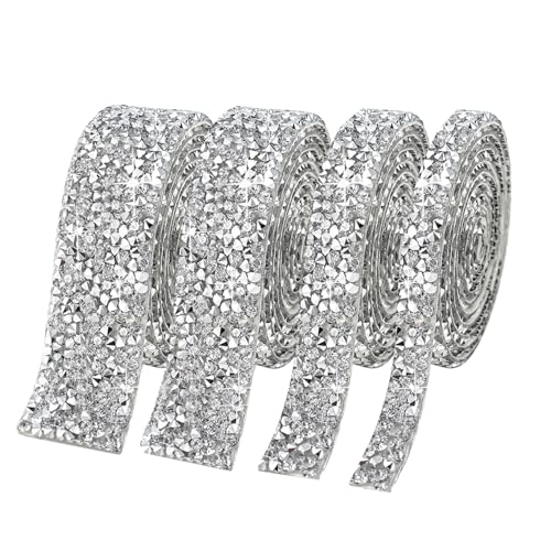 XSDSLS Selbstklebende Kristall Strass Set, 4 Stück DIY Dekoration Aufkleber Glitzersteine Silber Strasssteine zum Kleben für Kunsthandwerk, DIY Event Auto Telefon Dekoration,deko torte von XSDSLS