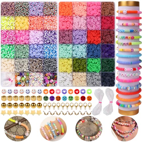XSEINO 8200 Stück Tonperlen zur Herstellung von Armbändern, flache Polymer-Ton-Perlen für Freundschaft, Schmuckherstellung, Zubehör für Bastelarbeiten, Weihnachtsgeschenke XSEINO 8200 Stück Tonperlen zur Herstellung von Armbändern, flache Polymer-Ton-Perlen für Freundschaft, Schmuckherstellung, Zubehör für Bastelarbeiten, Weihnachtsgeschenke von XSEINO