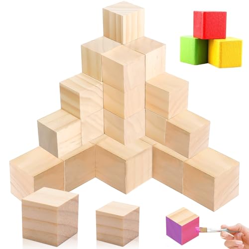 XSHAO® 30 Stück Holz Würfel, 30mm/ 40mm Blanko Würfel Bastel Holz Holzblöcke für DIY Malen Handwerk Dekoration Zahlen von XSHAO