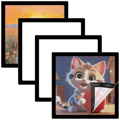 XSHAO® 4 Stück Diamond Painting Rahmen, 30x30 cm Diamond Painting Bilderrahmen Bilderrahmen Selbstklebend Schwarz für Diamant Painting Bilder von XSHAO