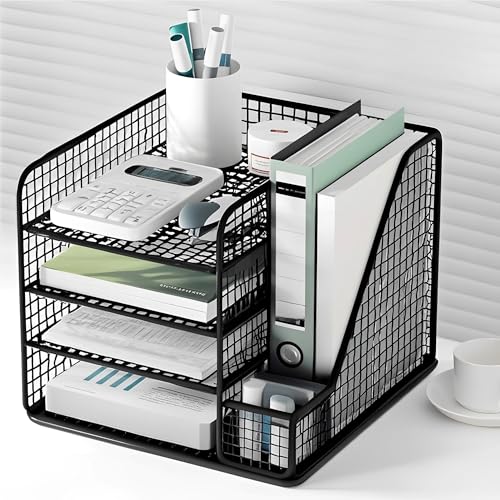 XSQD Büro Schreibtisch Briefablage, Datei Organiser Mit Vertikalen Ablagefächer auf 4-Schicht, Ablagefächer Stapelbar, Buch Organizer Schreibtisch, Geeignet für Büros, Schulen, Homes Office Zubehör XSQD Büro Schreibtisch Briefablage, Datei Organiser Mit Vertikalen Ablagefächer auf 4-Schicht, Ablagefächer Stapelbar, Buch Organizer Schreibtisch, Geeignet für Büros, Schulen, Homes Office Zubehör von XSQD
