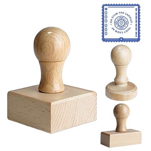 Benutzerdefinierter Stempel – Personalisierter Holzstempel mit Logo, Name und Adresse, Laden Sie Ihr eigenes Design hoch, mehrere Größen für Branding und Basteln (Quadrat) von XSTZR