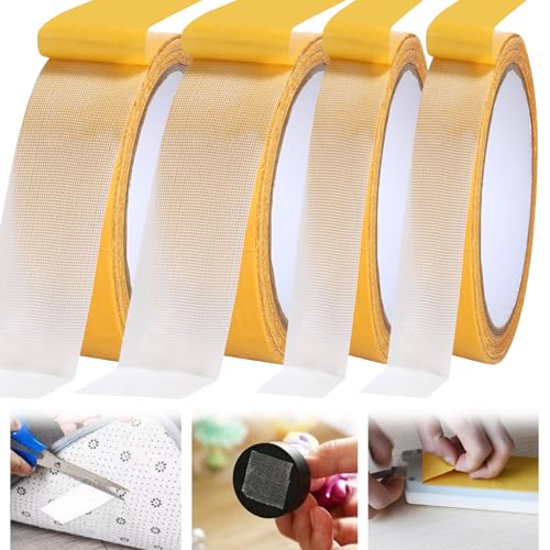 XTDMJ 4 Rolls Doppelseitiges Klebeband Extra Stark, Teppichklebeband Doppelseitig Einfach zu Schneiden und Entfernen - Ideal für Teppich, Foto, Wand, Küche, Zuhause, Schule, Auto oder Outdoor XTDMJ 4 Rolls Doppelseitiges Klebeband Extra Stark, Teppichklebeband Doppelseitig Einfach zu Schneiden und Entfernen - Ideal für Teppich, Foto, Wand, Küche, Zuhause, Schule, Auto oder Outdoor von XTDMJ