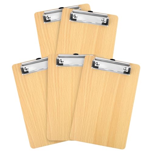 XTDMJ A5 Klemmbrett Holz, 5 Stück Mit Metallklemme und Aufhängeöse, Schreibbrett für Büro, Restaurant, Schule XTDMJ A5 Klemmbrett Holz, 5 Stück Mit Metallklemme und Aufhängeöse, Schreibbrett für Büro, Restaurant, Schule von XTDMJ