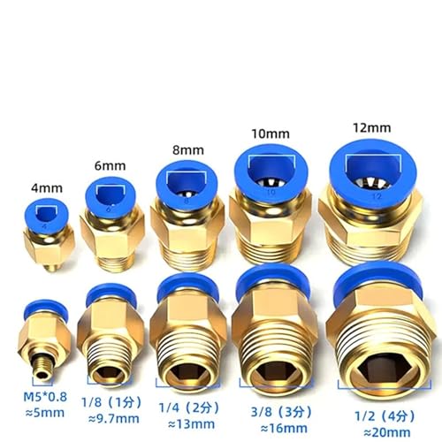 50/200PCS PC Thread 1/8" 1/4" 3/8" 1/2" Pneumatic Air Connector Fitting 4/6/8/10/12mm Hose Fittings Pipe Quick Connectors(PC6-03) von XTSQUHPNH