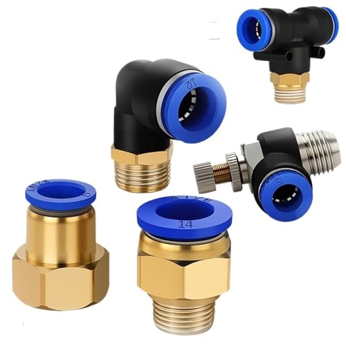 5Pcs Pneumatic Air Connector Fitting PC PCF SL PB PX PL 10mm 12mm 14mm 16 Thread M5 3/4" 1 2 way Hose FittingsQuick Connectors(OD6mm-1I2) von XTSQUHPNH
