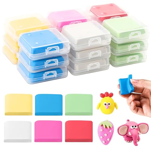 XTUDOU® 18 Stück Knetradiergummi, 3,5 X 4 X 1 Cm Radiergummi Knete, Mehrfarbig Knetradierer mit Transparenter Box, Knetgummi Radierer für KüNstler, Kinder, Malen, Schreiben, Skizzieren von XTUDOU