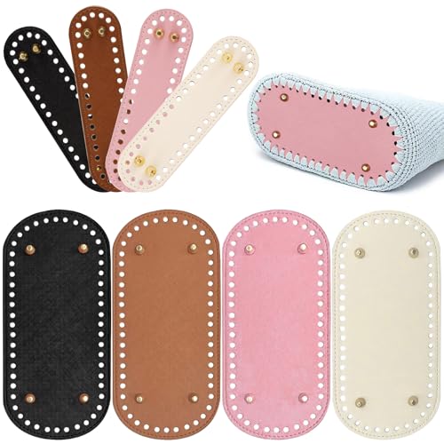 XTUDOU 8 Stück Taschenboden, Taschenboden zum Häkeln, 4 Farbe Oval PU Leder Stricken Taschenboden zum Häkeln Schultertasche, Geldbörse, DIY-Zubehör von XTUDOU