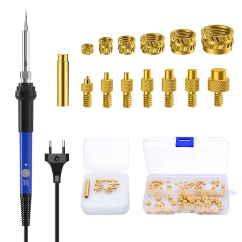 Gewindeeinsätze Lötspitzen Set, Lötspitzen Gewindeeinsatz Einschmelzhilfe Einschmelzmuttern Set, 7tlg. Lötspitzen für Gewindeeinsatz & 130tlg. Gewindeeinsätze M2-M8, Kompatibel mit 3D Drucker Zubehör von XTVTX