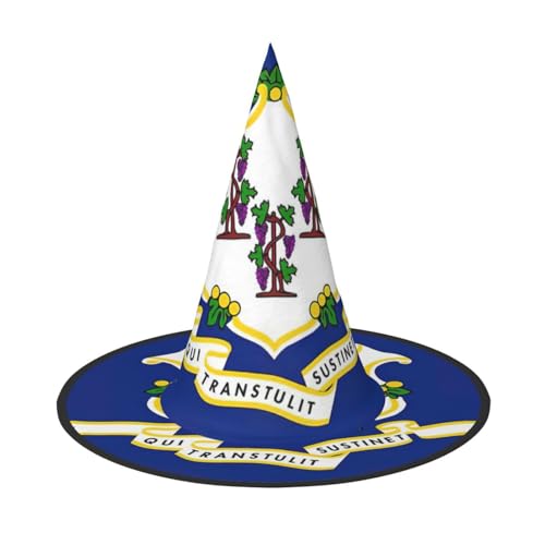 XTYGETY Connecticut Staatsflagge Druck Erwachsene Halloween Kostüm Zubehör Hexenhut Hexenhut Hexenhut für Party Karneval Rollenspiel von XTYGETY