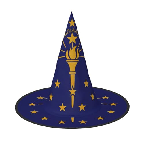 XTYGETY Indiana State Flag Print Erwachsene Halloween Kostüm Zubehör Hexenhut Hexenhut Hexenhut für Party Karneval Rollenspiel von XTYGETY