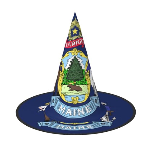 XTYGETY Maine State Flag Print Erwachsene Halloween Kostüm Zubehör Hexenhut Hexenhut Hexenhut für Party Karneval Rollenspiel XTYGETY Maine State Flag Print Erwachsene Halloween Kostüm Zubehör Hexenhut Hexenhut Hexenhut für Party Karneval Rollenspiel von XTYGETY