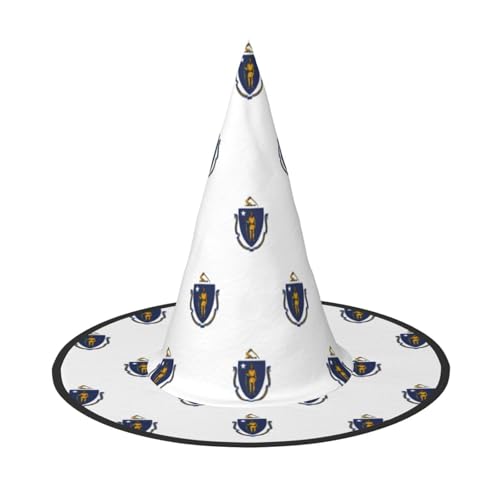 XTYGETY Massachusetts Staatsflagge Druck Erwachsene Halloween Kostüm Zubehör Hexenhut Hexenhut Hexenhut für Party Karneval Rollenspiel von XTYGETY