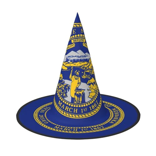 XTYGETY Nebraska Flagge Druck Erwachsene Halloween Kostüm Zubehör Hexenhut Hexenhut für Party Karneval Rollenspiel von XTYGETY
