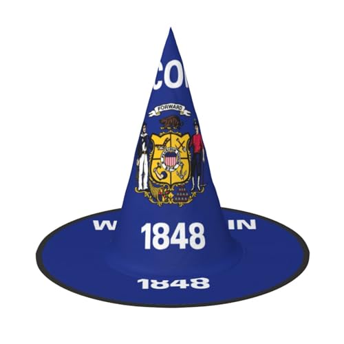 XTYGETY Wisconsin Staatsflaggen-Druck, Erwachsenenkostüm, Zubehör, Hexenhut, Hexenhut, für Party, Karneval, Rollenspiel XTYGETY Wisconsin Staatsflaggen-Druck, Erwachsenenkostüm, Zubehör, Hexenhut, Hexenhut, für Party, Karneval, Rollenspiel von XTYGETY