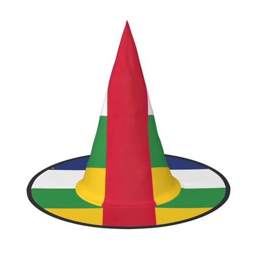 XTYGETY Zentralafrikanische Flagge, Druck für Erwachsene, Halloween-Kostüm, Zubehör, Hexenhut, Hexenhut, für Party, Karneval, Rollenspiel von XTYGETY