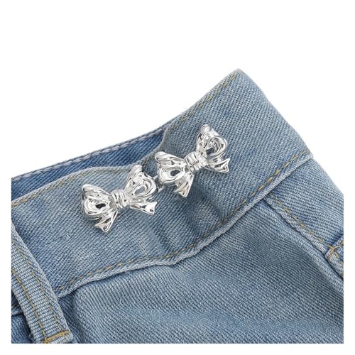 10 Stück Taillenschnalle mit Schleife, abnehmbare Hosenclips, Jeansknopf, Druckknopf, verstellbar, kein Nähen, Bundspanner, Bekleidungszubehör(SLIVER) von XUCZHAI