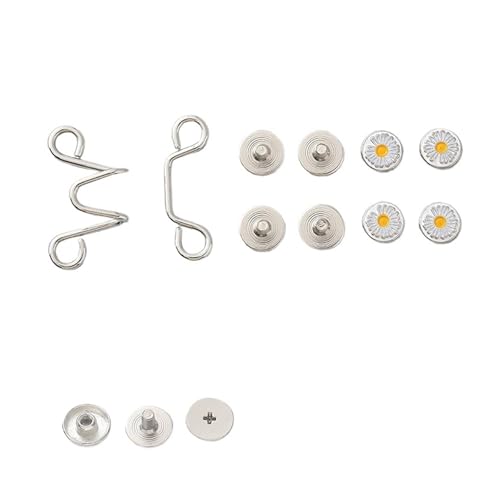 2Set verstellbare Taillenschnallen Nagelfreie Hosen Taillenschnalle Extender Knopf Sicherheitsnadel Jeans Straffen Taille Einstellen Sofortknopf(Color-11,1set small size) von XUCZHAI