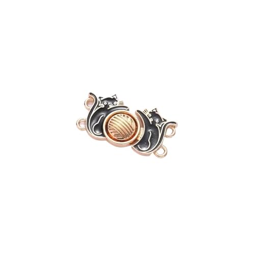 6 STK Wiederverwendbare Metallknöpfe Perlen Druckknopf Hosen Pin Versenkbare Knopf Aufnäher Schnallen for Jeans(Black Cat) von XUCZHAI