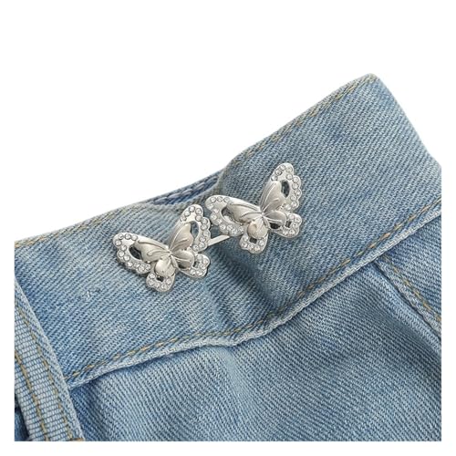 6 Stück Jeansknöpfe, verstellbare Clips for Hosenröcke, Taillenspanner, Schnalle, Druckknopfversteller, Schmetterlings-Anstecknadel, Kleidungszubehör(Color-A) von XUCZHAI