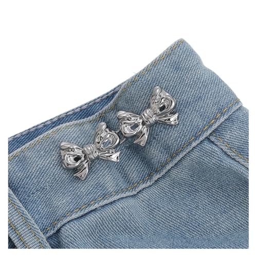6 Stück Taillenschnalle mit Schleife, abnehmbare Hosenclips, Jeansknopf, Druckknopf, verstellbar, kein Nähen, Bundspanner, Kleidungszubehör(Gray) von XUCZHAI