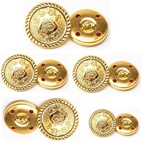 Knöpfe Gold Knöpfe aus Metall Runde Mantelknöpfe Anzüge Vintage Goldene Knöpfe zum AnnäHen XUEHOU 20 Stück Dekorative Abzeichen Muster Trachten Knöpfe 20mm, 25 mm, 18 mm, 15mm für Jacken von XUEHOU