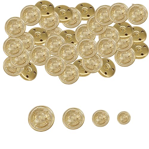 Goldene Knöpfe zum Annähen Metall Blazer Knöpfe XUEHOU 20 Stück Schaftknopf Dekorative Wappen Trachtenknöpfe Metallknöpfe 15mm 18mm 20mm 25mm für Anzug, Jacken, Shirt von XUEHOU