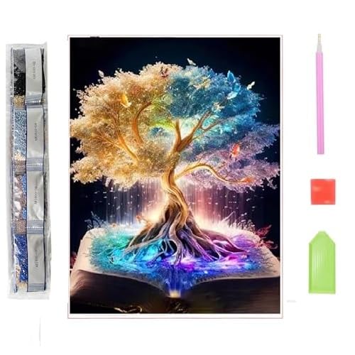 XUEHOU Diamond Painting Alber Kit 5D Diamant Malerei Baum Buch Leinwand Diamond Painting Komplettset DIY Kinder Strass Kunst Handwerk Goldstickerei für Wände Dekoration 40x30cm XUEHOU Diamond Painting Alber Kit 5D Diamant Malerei Baum Buch Leinwand Diamond Painting Komplettset DIY Kinder Strass Kunst Handwerk Goldstickerei für Wände Dekoration 40x30cm von XUEHOU