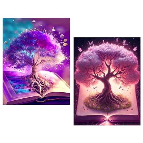 XUEHOU Diamond Painting Alber Kit 5D Diamant Malerei Baum Buch Leinwand Diamond Painting Komplettset DIY Kinder Strass Kunst Handwerk Stickerei Rose Erwachsene für Wände Dekoration 40x30cm von XUEHOU