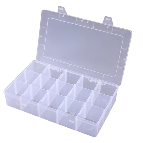 XUEHOU Fächer Aufbewahrungsbox Plastik Sortierbox Aufbewahrungsboxen mit Verstellbaren Trennwänden Durchsichtigen Sortimentsboxen für Kleinteile Perlen von XUEHOU