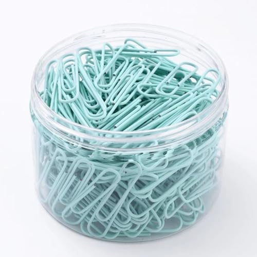 Macaron farbige Büroklammern, 2,8 cm, mittlere Büroklammer (28 mm, 600 Stück Büroklammern für Bürobedarf und Organisation, Cyan) von XUELUN