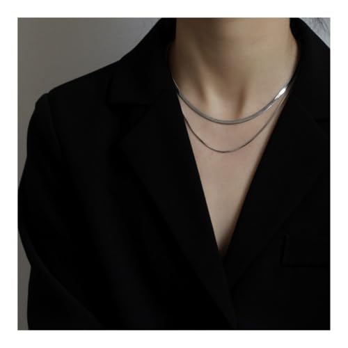 XUEQIZHENG Halsketten für Damen, Doppellagige Schlangenknochenkette for Frauen, minimalistische Schlüsselbeinkette(Silver) von XUEQIZHENG
