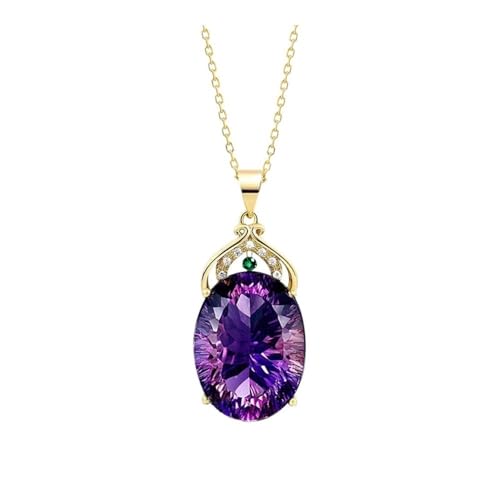 XUEQIZHENG Halsketten für Damen, Halskette mit Amethyst-Anhänger, Kristallschmuck, Geschenk for Frauen(Purple) von XUEQIZHENG