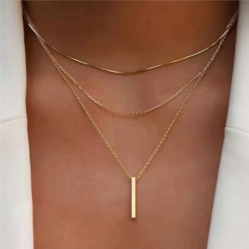 XUEQIZHENG Halsketten für Damen, Mehrlagige Halskette for Damen, Schlüsselbeinkette mit goldenem Anhänger XUEQIZHENG Halsketten für Damen, Mehrlagige Halskette for Damen, Schlüsselbeinkette mit goldenem Anhänger von XUEQIZHENG