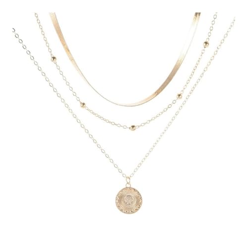 XUEQIZHENG Halsketten für Damen, Mehrlagige Halskette mit Anhänger for Frauen, Geschenke for Frauen(Gold) von XUEQIZHENG