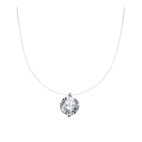 XUEQIZHENG Halsketten für Damen, Moissanit-Schlüsselbeinkette, klare Angelschnurkette for Frauen, zierliches und funkelndes Schmuckgeschenk(6mm) von XUEQIZHENG